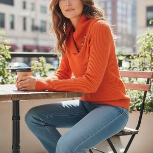 Mossimo Supply Co. Vibrant Orange Cowl Neck Sweater